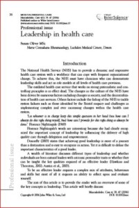 Image of Professional issue Leadership in health care