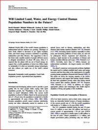 Image of Will Limited Land, Water, and Energy Control Human Population Numbers in the Future?