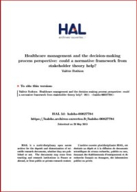 Image of Healthcare management and the decision-making process perspective: could a normative framework from stakeholder theory help?