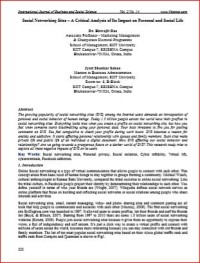 Image of Social Networking Sites – A Critical Analysis of Its Impact on Personal and Social Life