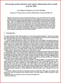 Image of Extracting social networks and contact information from email and the Web