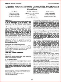 Image of Expertise Networks in Online Communities: Structure and Algorithms