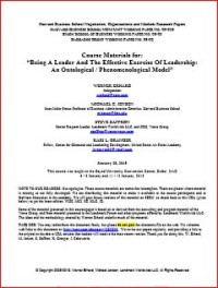 Image of “Being A Leader And The Effective Exercise Of Leadership:     An Ontological / Phenomenological Model”