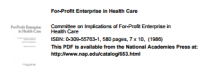 Image of For-Profit Enterprise in Health Care