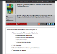 Image of State and Local Policy Initiatives to Reduce Health Disparities: Workshop Summary