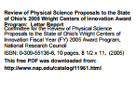 Image of Review of Physical Science Proposals to the State of Ohio's 2005 Wright Centers of Innovation Award Program: Letter Report