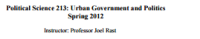 Image of Urban Government and Politics