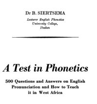 Image of A Test in Phonetics 500 Questions and Answers on English Pronunciation and How to Teach it in West Africa