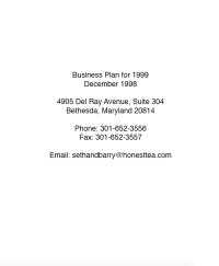 Image of Business Plan for 1999