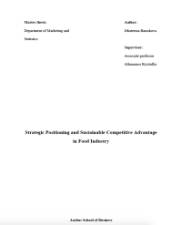 Image of Strategic Positioning and Sustainable Competitive Advantage in Food Industry