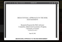 Image of BEHAVIOURAL APPROACH TO THE RISK MANAGEMENT