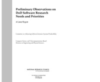 Image of Preliminary Observations on DoD Software Research Needs and Priorities: A Letter Report